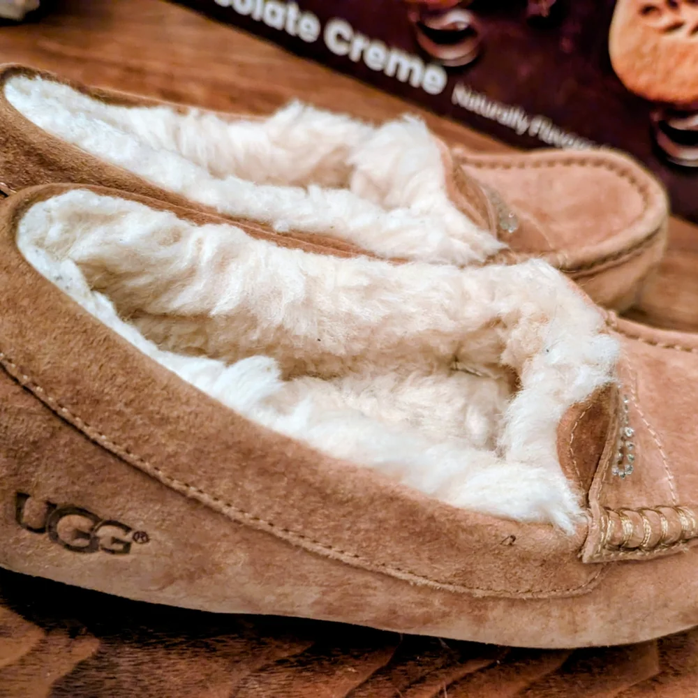 UGG Chestnut Shearling-Lined Moccasin Slippers